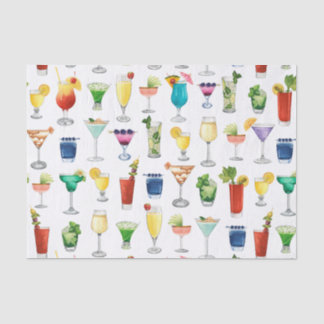 Vivid Watercolor Cocktail Pattern Tote Bag 薄葉紙