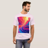 Vivid Waves: Abstract Neon Energy Flow Art Tシャツ (正面フル)