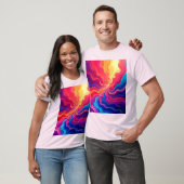 Vivid Waves: Abstract Neon Energy Flow Art Tシャツ (ユニセックス)