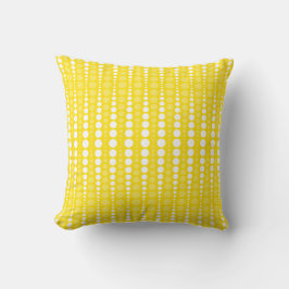 Vivid Yellow and White Polkadots Throw Pillow クッション