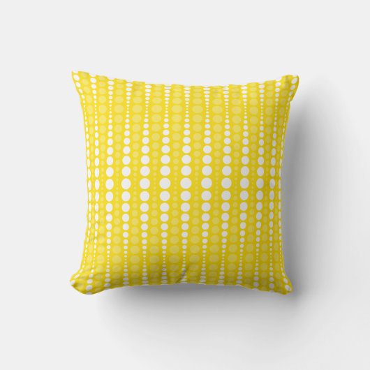 Vivid Yellow and White Polkadots Throw Pillow クッション (正面)