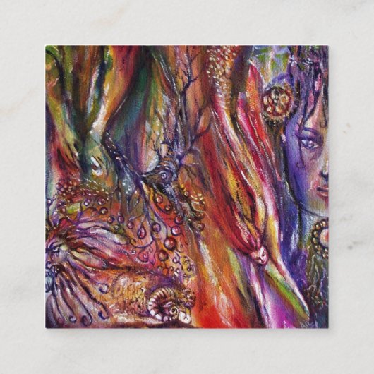 VIVIENとMERLINピンクパープルホワイトファンタジー スクエア名刺 (裏面)