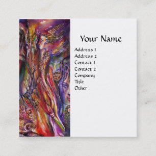 VIVIENとMERLINピンクパープルホワイトファンタジー スクエア名刺