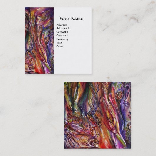 VIVIENとMERLINピンクパープルホワイトファンタジー スクエア名刺 (正面/裏面)