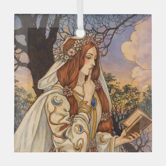 Vivien – Art Nouveau Enchantress Illustration ガラスオーナメント (正面)