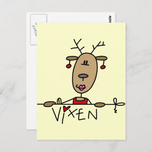 VixenトナカイTシャツとギフト ポストカード (正面/裏面)