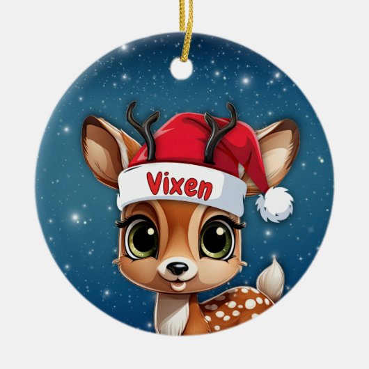 Vixen Baby Deer, Fawn, Doe, Reindeer 🦌🎄 セラミックオーナメント (正面)