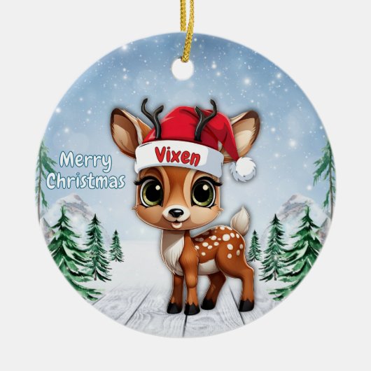 Vixen Baby Deer, Fawn, Doe, Reindeer 🦌🎄 セラミックオーナメント (正面)