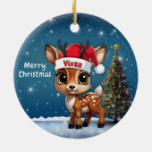 Vixen Baby Deer, Fawn, Doe, Reindeer🦌 🎄 セラミックオーナメント (裏面)