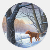 Vizla クリスマスは雪に降らせて ラウンドシール (正面)