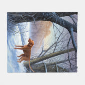 Vizla クリスマス・雪が降る  フリースブランケット (正面(横))
