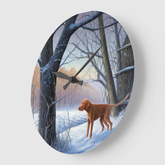 Vizla 雪が降るよ クリスマス ラージ壁時計 (傾斜)