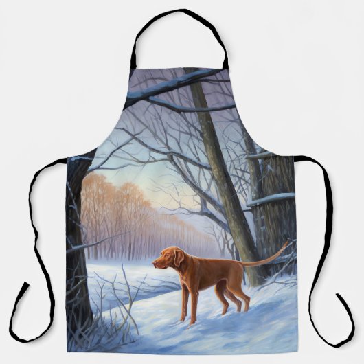 Vizla 雪が降るクリスマス エプロン (正面)