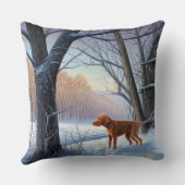 Vizla 雪が降るクリスマス クッション (裏面)