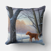 Vizla 雪が降るクリスマス クッション (正面)