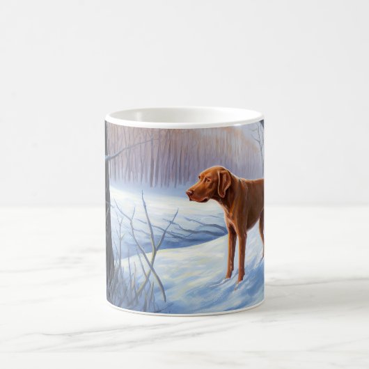 Vizla 雪が降るクリスマス コーヒーマグカップ (中央)