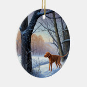 Vizla 雪が降るクリスマス セラミックオーナメント (右)