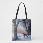 Vizla 雪が降るクリスマス トートバッグ (正面)