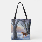 Vizla 雪が降るクリスマス トートバッグ (裏面)