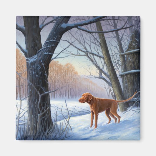 Vizla 雪が降るクリスマス マグネット (正面)