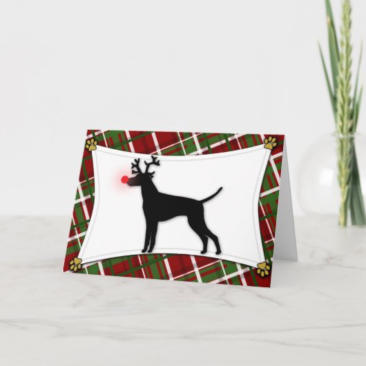 Vizslaのトナカイのクリスマスカード シーズンカード (正面)