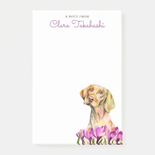 Vizslaの愛犬家の水彩画の芸術|は名前を加えます ポストイット (正面)