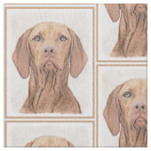 Vizslaの絵画-かわいい元の犬の芸術 ファブリック (クローズアップ)