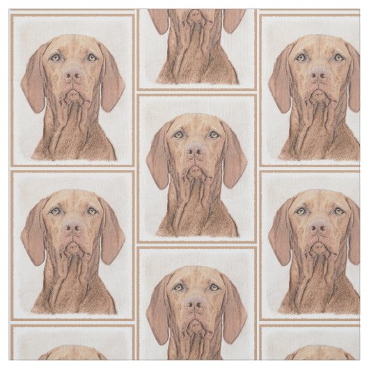 Vizslaの絵画-かわいい元の犬の芸術 ファブリック (見本)