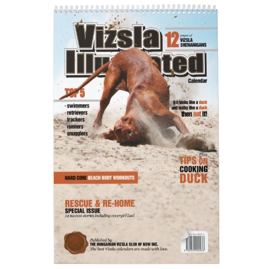 Vizslaカレン図解入りの、写真付きのダー カレンダー (カバー)