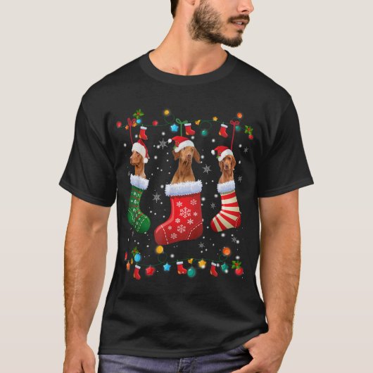 VizslaクリスマスソックスおもしろいクリスマスVizsla犬の恋人 Tシャツ (正面)