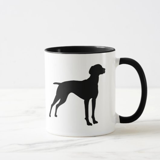 Vizsla犬のシルエット(黒) マグカップ (右)