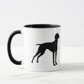Vizsla犬のシルエット(黒) マグカップ (左)