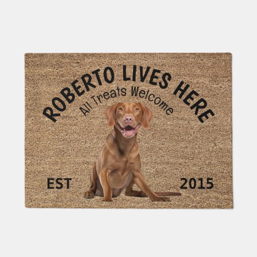 Vizsla犬パーソナライズされた愛者の姿 ドアマット (正面)