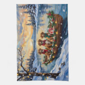 Vizsla Christmas Boat Holiday キッチンタオル (縦)