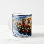 Vizsla Christmas Boat Holiday コーヒーマグカップ (正面左)