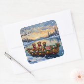 Vizsla Christmas Boat Holiday スクエアシール (封筒)