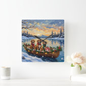 Vizsla Christmas Boat Holiday スクエア壁時計 (ホーム)