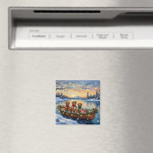 Vizsla Christmas Boat Holiday マグネット (インサイチュ (食洗機))