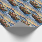 Vizsla Christmas Boat Holiday ラッピングペーパー (角)
