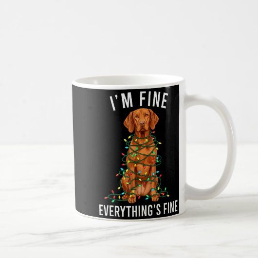 Vizsla Christmas I'm Fine Everything Is Fine コーヒーマグカップ (右)
