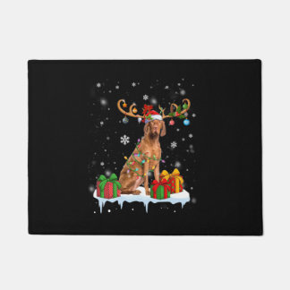 Vizsla Christmas Tree Light Pajama Dog Lover Xmas ドアマット