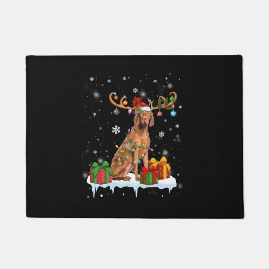 Vizsla Christmas Tree Light Pajama Dog Lover Xmas ドアマット (正面)