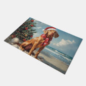 Vizsla Dog Christmas Vintage Beach ドアマット (アングル)