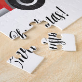 Vizsla Dog Driving a Christmas Car ジグソーパズル (側面)