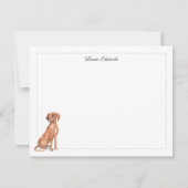 Vizsla Dog Gray Border Personalized ノートカード (正面)
