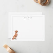 Vizsla Dog Gray Border Personalized ノートカード (正面/裏面インサイチュ)