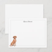 Vizsla Dog Gray Border Personalized ノートカード (正面/裏面)