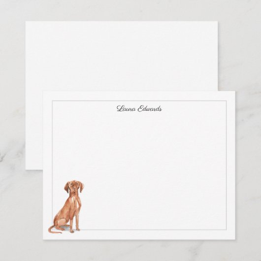 Vizsla Dog Gray Border Personalized ノートカード (正面/裏面)