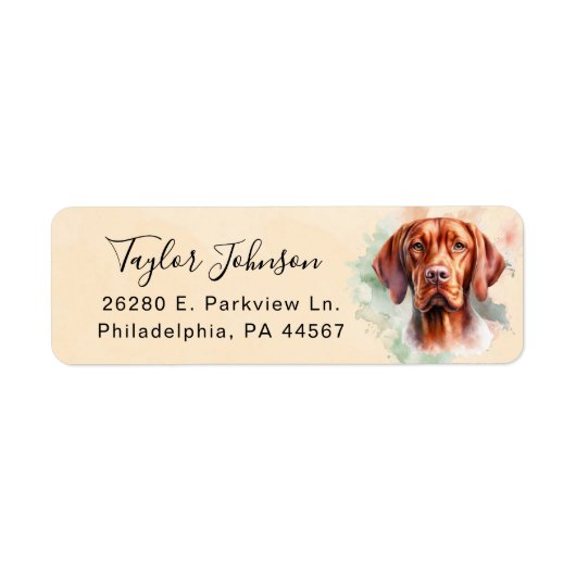 Vizsla Dog Return Address Label ラベル (正面)