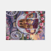 Vizsla Dog Valentine's Day フリースブランケット (正面(横))